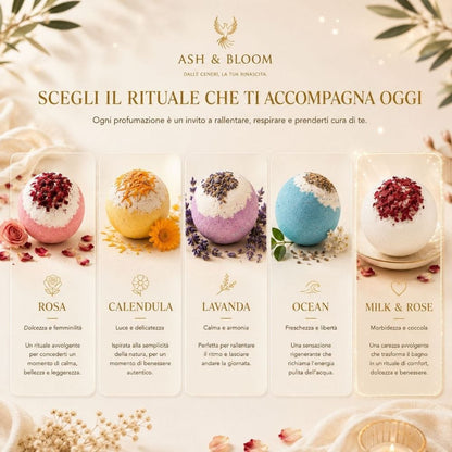 Rituale di Benessere Ash & bloom - Bombe da Bagno Effervescenti Profumate